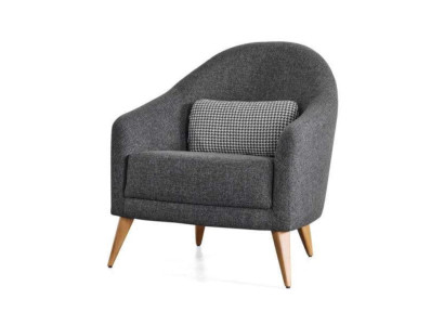 Designer soft armchair gray color luxury living room upholstery textile lounge club